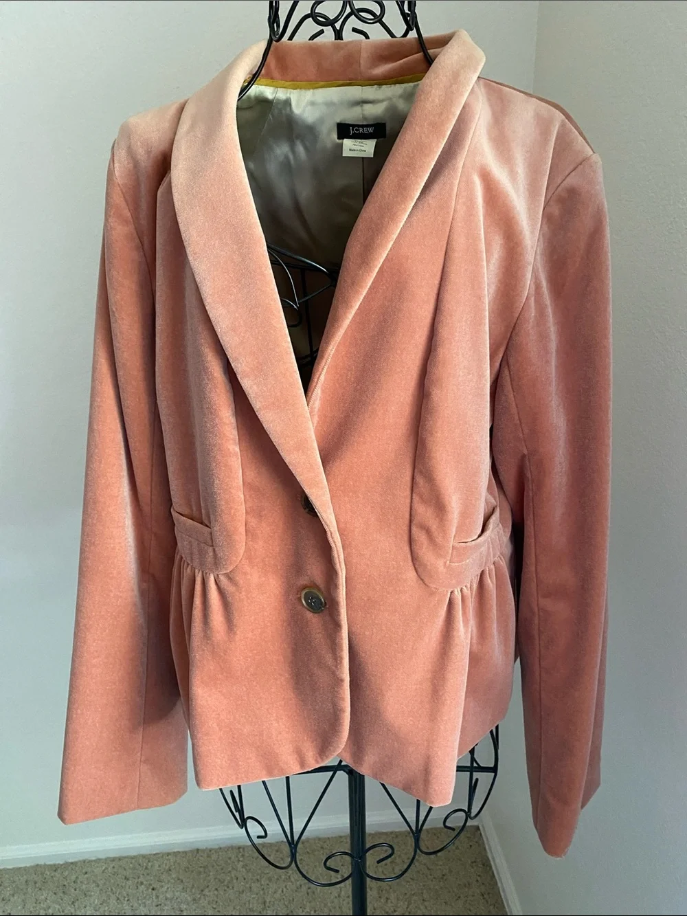 J. Crew Peach Pink Velvet Blazer